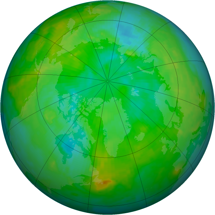 Arctic ozone map for 15 July 1997